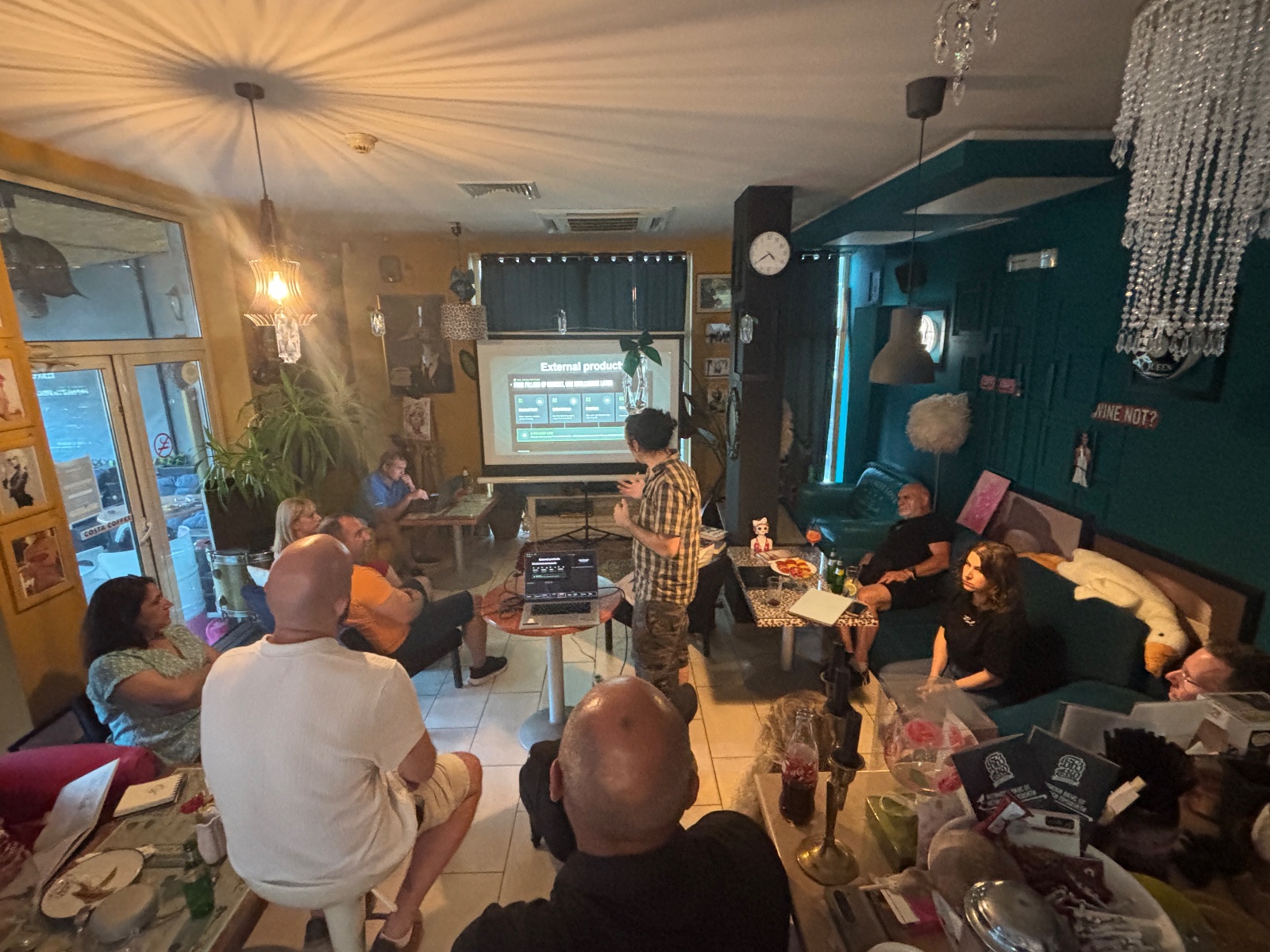 Speaker presenting to the audience at the first AI Evening Varna