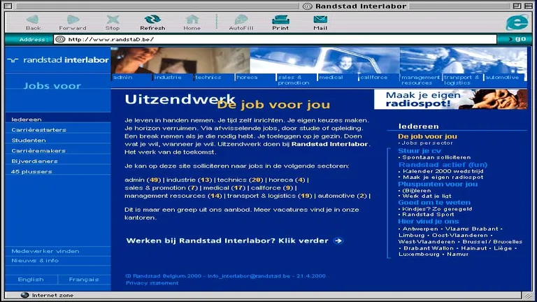 Randstad Interlabor Belgium first recruitment website
